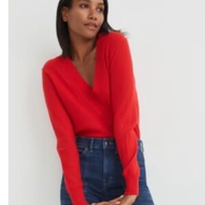 VERONICA BEARD Coleta cashmere v-neck sweater orange red -S-NWT! $428